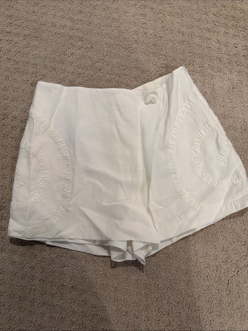 ANTONIO MELANI White Mini Skort with Circular Ruffle Insets